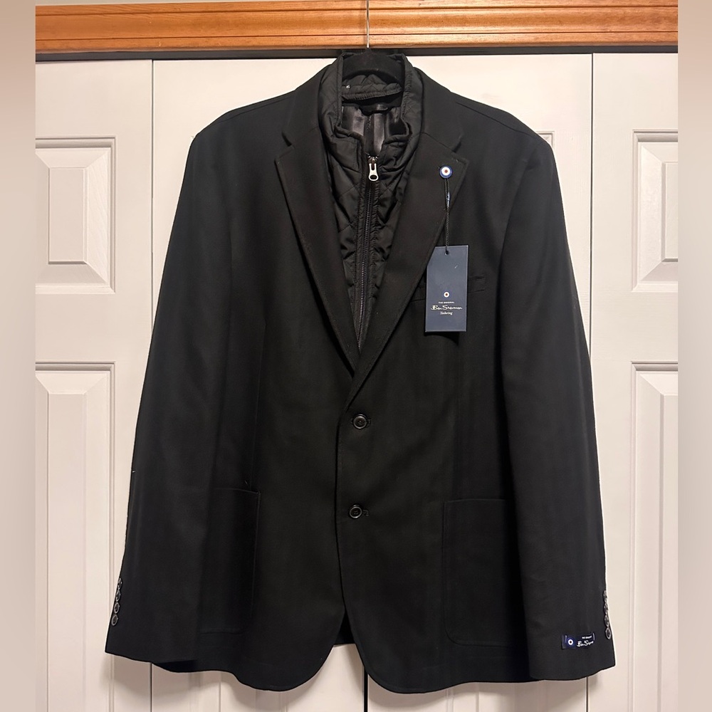 Ben Sherman Black Blazer w/ Removable Quilted Liner Jacket XL NWT